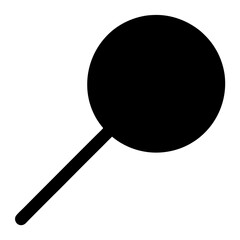 Simple black and white illustration of a lollipop or a magnifying glass