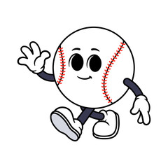 Vector Baseball Ball Character Waving