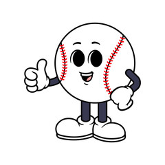 Vector Baseball Ball Character Thumbs Up