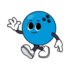Vector Bowling Ball Character Waving