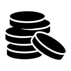 Stack of Round Coins or Discs in Black and White Simple Style