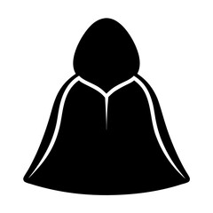 Silhouette of a hooded figure or a cape, black and white image