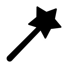 Black Silhouette of a Magic Wand with a Star Shape on Top