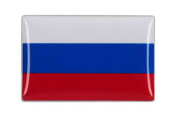 Fototapeta premium Russian Flag Rectangle Pin Badge - A Collectible Enamel Flag Pin Badge, Souvenir, and Patriotic Symbol