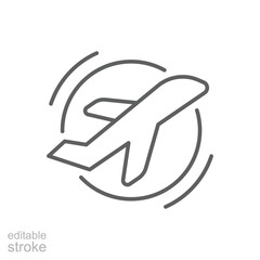Airplane Flying Icon Outline Thin Line Editable Stroke Symbol for Travel and Aviation Motion