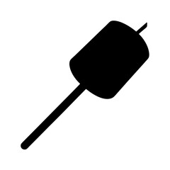 Black Silhouette of a Marshmallow Skewer, Symbolizing Summer and Sweetness