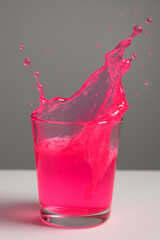 Vibrant Pink Liquid Splashing in Glass with High-Speed Motion Capture
