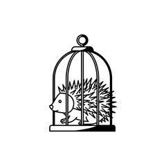Porcupine inside cage with visible spines