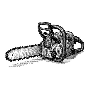 chainsaw black and white drawing clip art preview