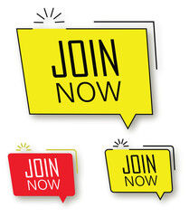 Join Now Button Vector Pack – Red and yellow CTA Label