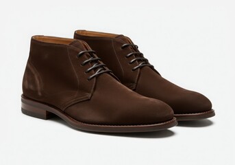 Brown suede chukka boots isolated on white background