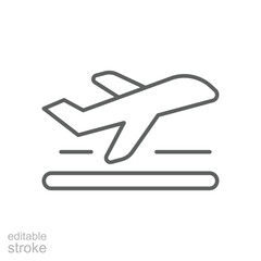 Airplane Taking Off Icon Outline Thin Line Editable Stroke Vector