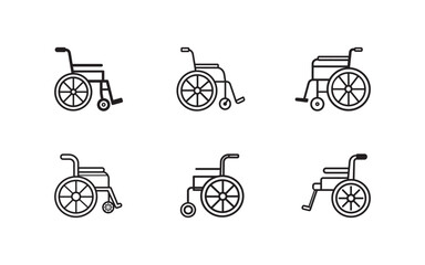 Set of Wheelchair Vector Icons Representing Accessibility and Mobility Assistance

