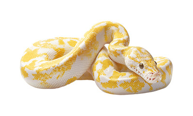 Obraz premium A white and yellow ball python isolated on a transparent background