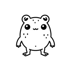 Black Lined Icon of Tiny Monster with Frog Feet