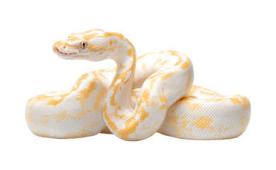 photographic interpretation of an albino ball python isolated on a transparent background