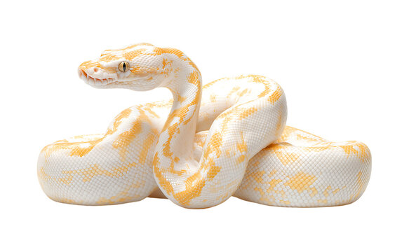 photographic interpretation of an albino ball python isolated on a transparent background