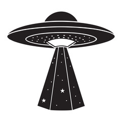 ufo in space icon silhouette vector illustration 