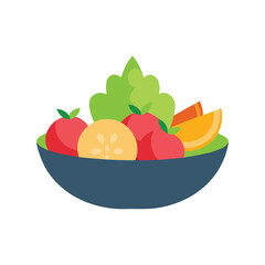 Colorful fruit salad with orange lettuce cucumber and apple vector illustration