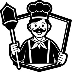 illustration of a chef with a tray