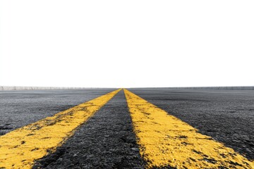 Asphalt road with yellow center lines