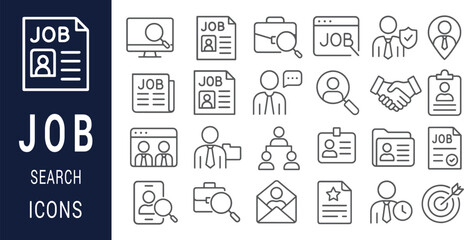 Comprehensive Job Search Icon Set 25 Line Icons for Websites and Applications