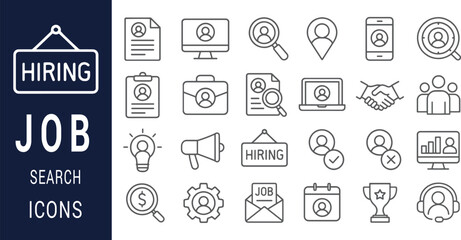 Job Search Icons 30+ Line Icons for Hiring, Recruitment, and Employment