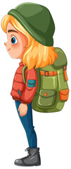Adventurous Girl with Backpack Illustration