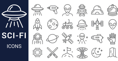Sci-Fi Icons A Collection of Line Art Graphics for Space, Aliens, and Technology