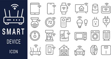 Smart Home Device Icons A Collection of WiFi Enabled Gadget Illustrations