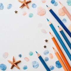 Seashore themed art supplies