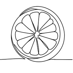 Citrus slice in line art representing freshness and vitamins