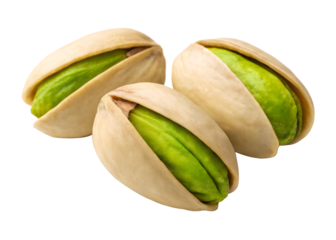 Pistachios in their shells isolated on transparent background