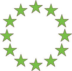 Green Stars Circle Minimal Clean Flat Vector Illustration