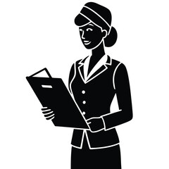 flight attendant element isolated passenger list on white background