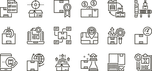 Streamlined Logistics  A Collection of  20 Essential Line Icons for  Shipping, Delivery, and Supply Chain Management.  Perfect for Website Design, App Development, and Presentations.