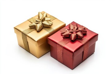 Two gift boxes with bows isolated on white background