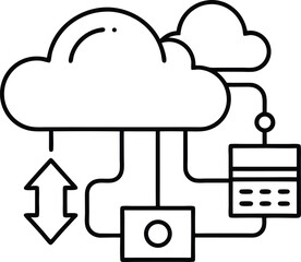 Company Data Migration to Cloud Concept vector Line art