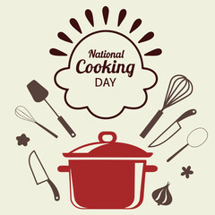 National Cooking Day Red Pot Kitchen Utensils Design