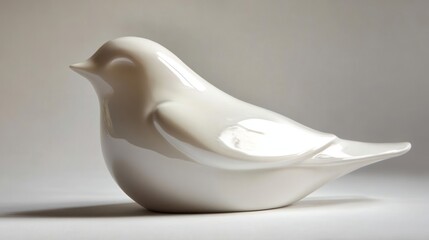 Serene White Porcelain Bird Figurine