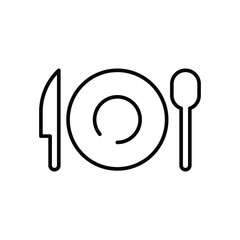 Food and Cutlery Icon Thin Line Outline Style Symbol for Eatery Menu or Meal Time Concept