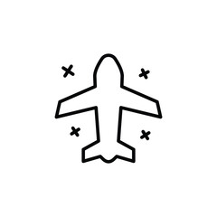 Airplane Top View Icon Outline Style Thin Line Symbol for Flight Aviation or Air Travel Design