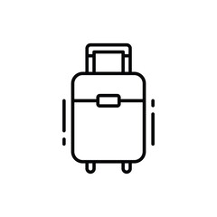 Outline Icon of Wheeled Travel Bag Thin Line for Tourism Vacation or Flight Baggage Use