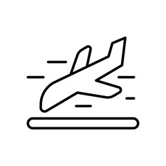 Airplane Landing Icon Outline Style Thin Line Symbol for Flight Arrival or Airport Runway Design