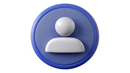3d rendered profile icon representing user account social media interface element on blue circle