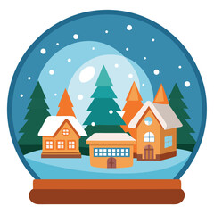 Festive Snow Globe with Layered Orange and White Design Vector Illustration