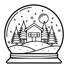 Black and White Outline Illustration Drawing