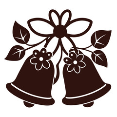 Outlined Black and Brown Christmas Bells Vector Illustration