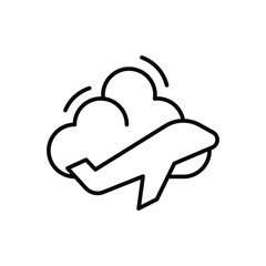 Flying Plane Through Clouds Icon Thin Line Outline Style Symbol for Air Travel Design