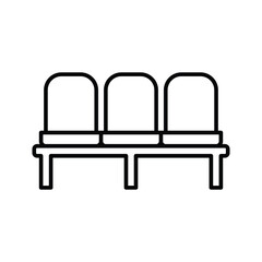 Three Connected Chair Icon Outline Thin Line for Terminal or Office Waiting Area